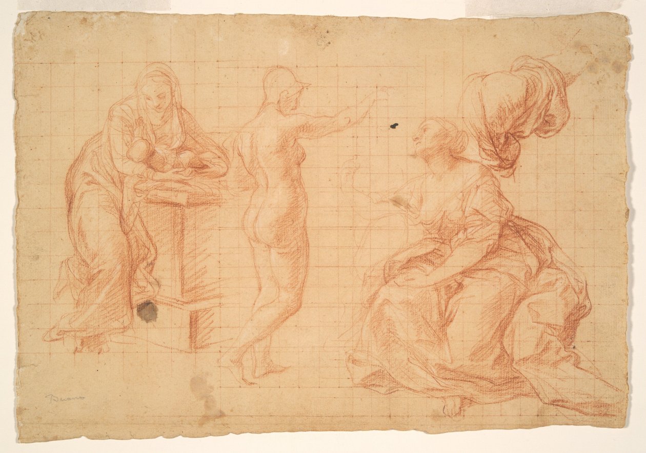 Studien für "Herkules an der Weggabelung" und für die "Geburt Christi" autorstwa Pompeo Girolamo Batoni