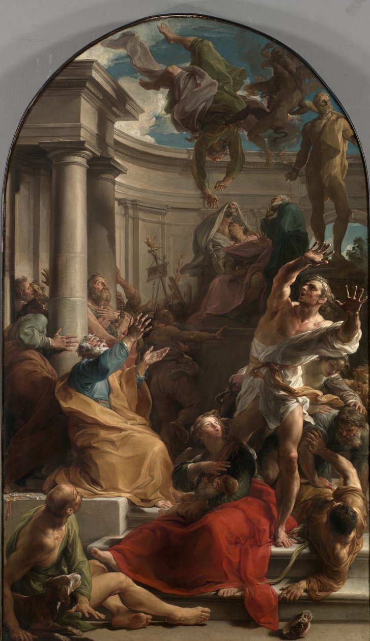 Upadek Szymona Maga, ok.1745-50 autorstwa Pompeo Girolamo Batoni