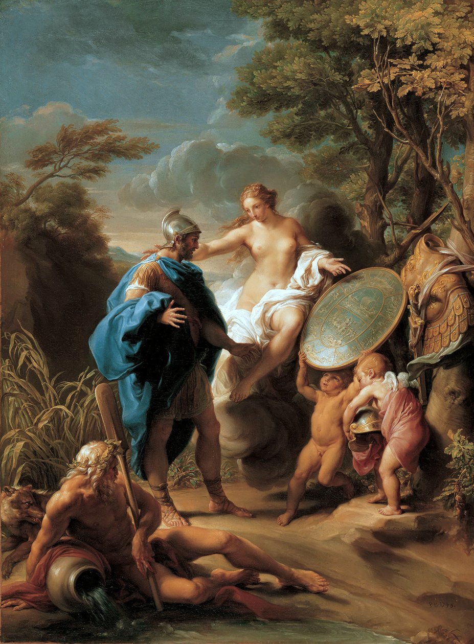 Wenus przedstawia Eneaszowi zbroję wykutą przez Vulcan autorstwa Pompeo Girolamo Batoni