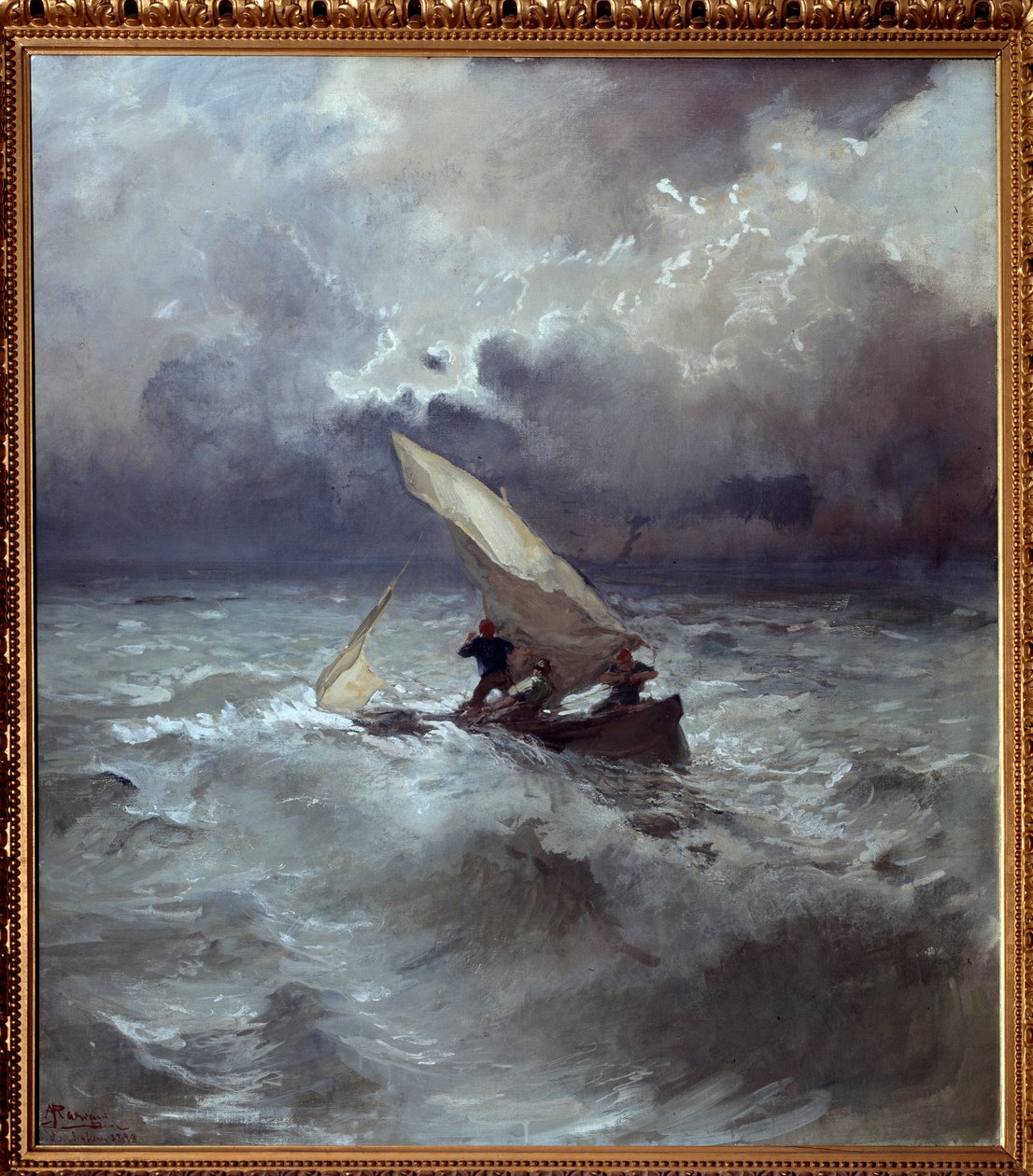 Tempete en mer (Burza na morzu) Obraz Pompeo Mariani (1857-1927) 1898 Dim 145x135 cm Genes, Galleria d
