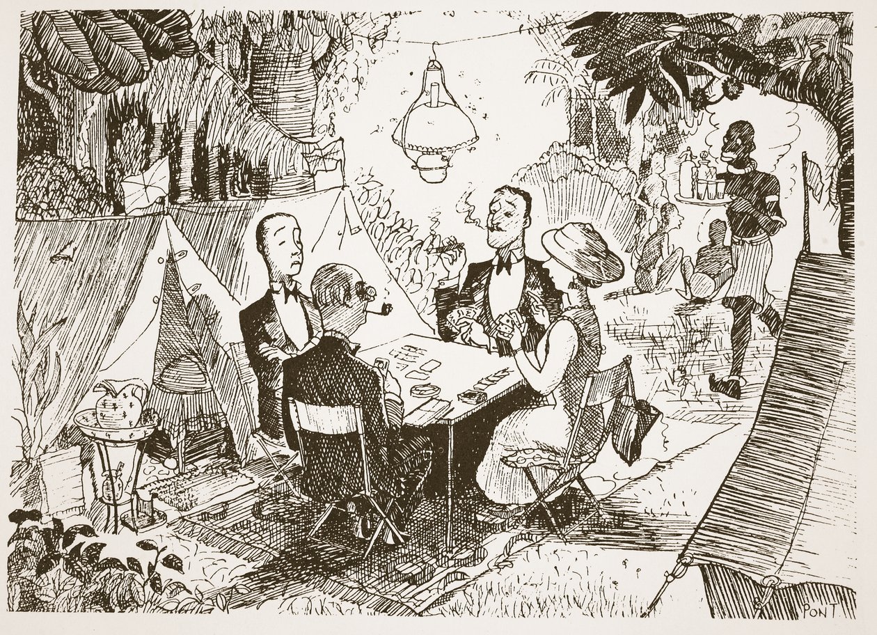 Adaptacja do obcych warunków, ilustracja z "Pont: Relacja z życia i twórczości wielkiego artysty Puncha". autorstwa Pont