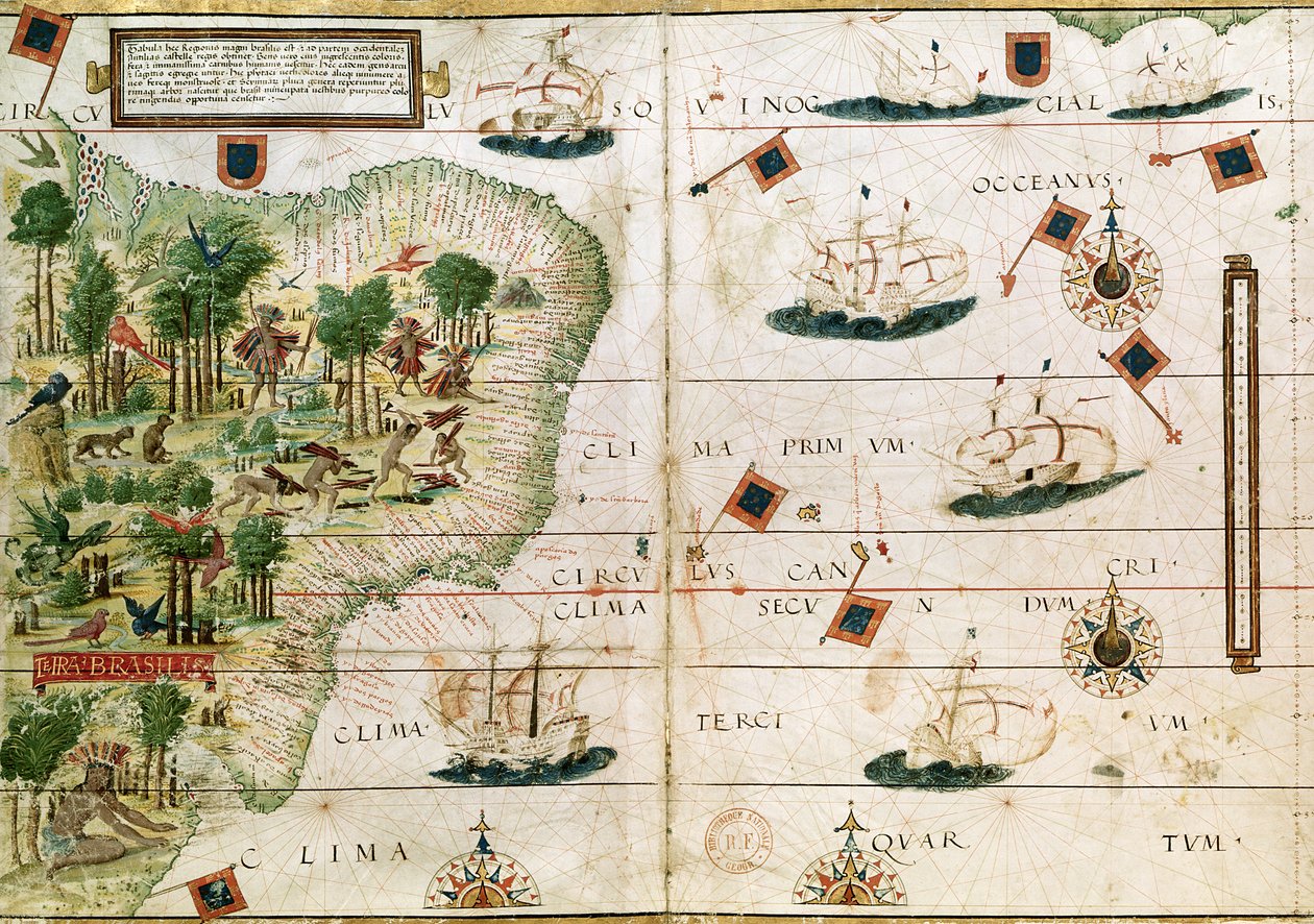 Brazylia z „Atlasu Millera” Pedro Reinela, c.1519 (szczegóły w 199955) autorstwa Portuguese School