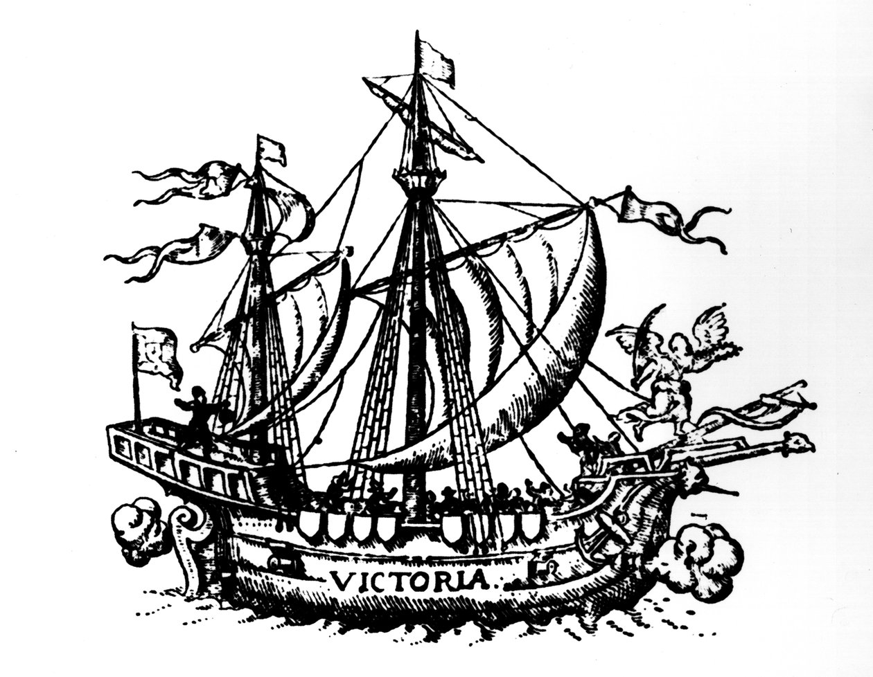 Łódź Ferdynanda Magellana „Victoria”, pierwsza, która opłynęła świat autorstwa Portuguese School