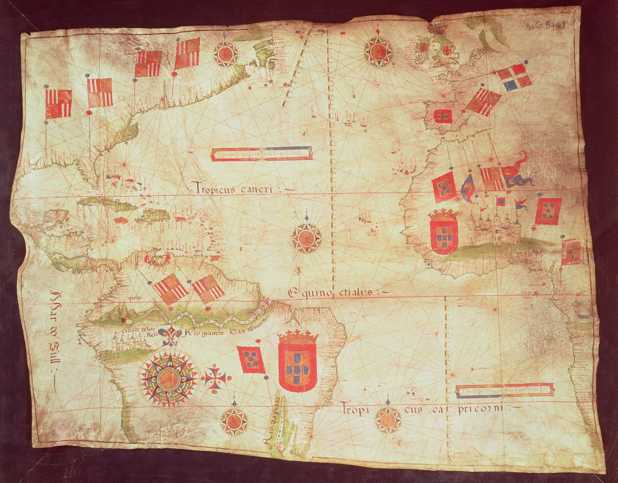 Mapa Oceanu Atlantyckiego, ok.1550 autorstwa Portuguese School