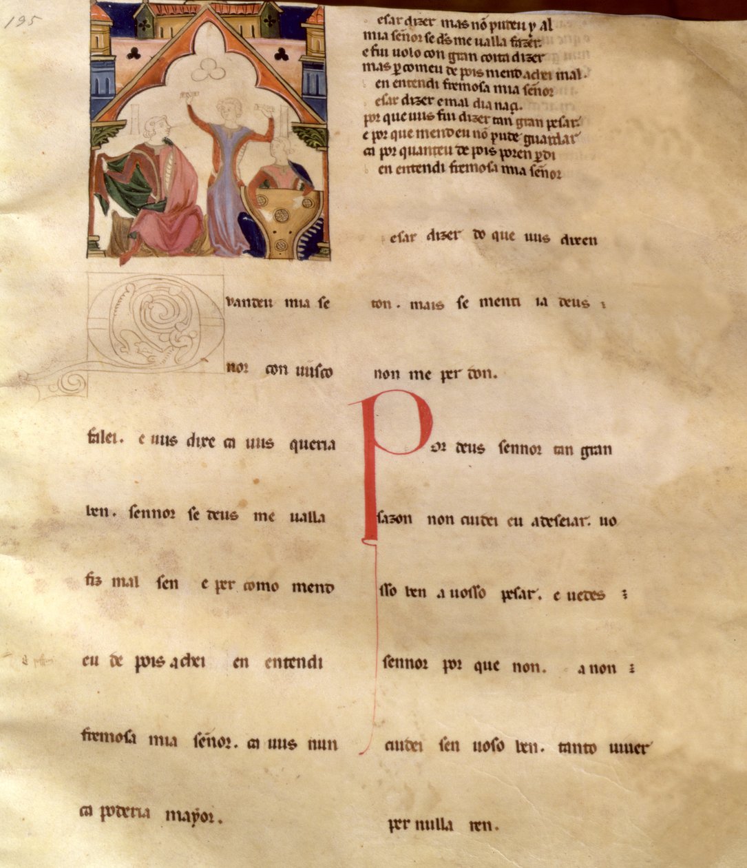 Ajuda Song Verses, strona 195R, XIII-XV w. autorstwa Portuguese School