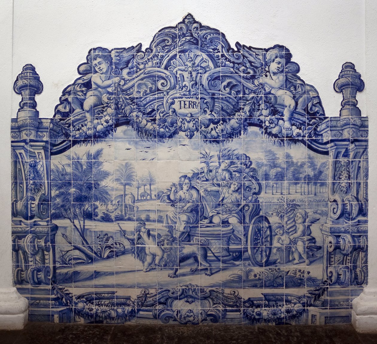 Alegoria Ziemi - Azulejos, malowany fajans autorstwa Portuguese School