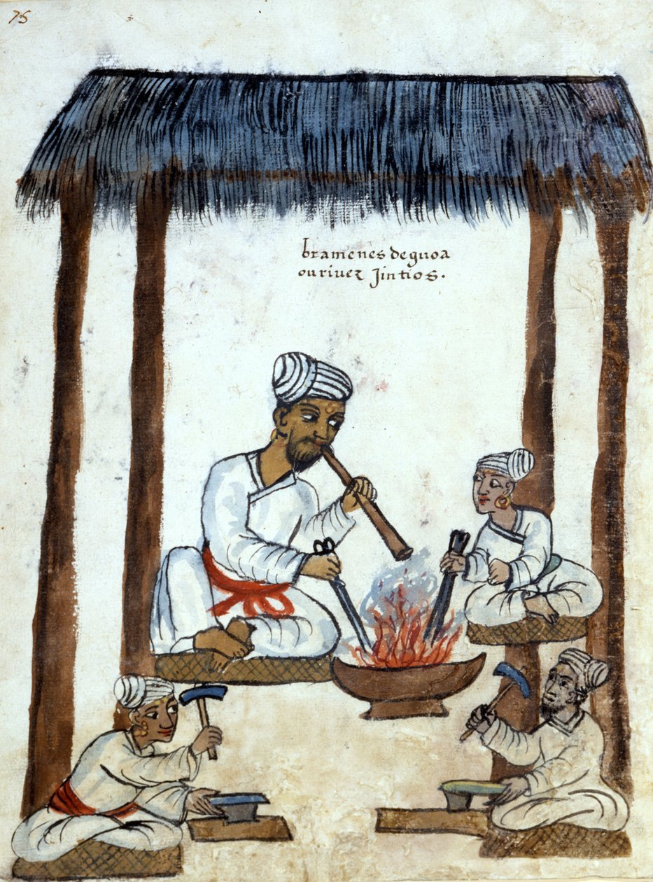 Kowale bramini (religia hinduska). XVI-wieczny rękopis portugalski. Rzym Biblia. casanatense autorstwa Portuguese School