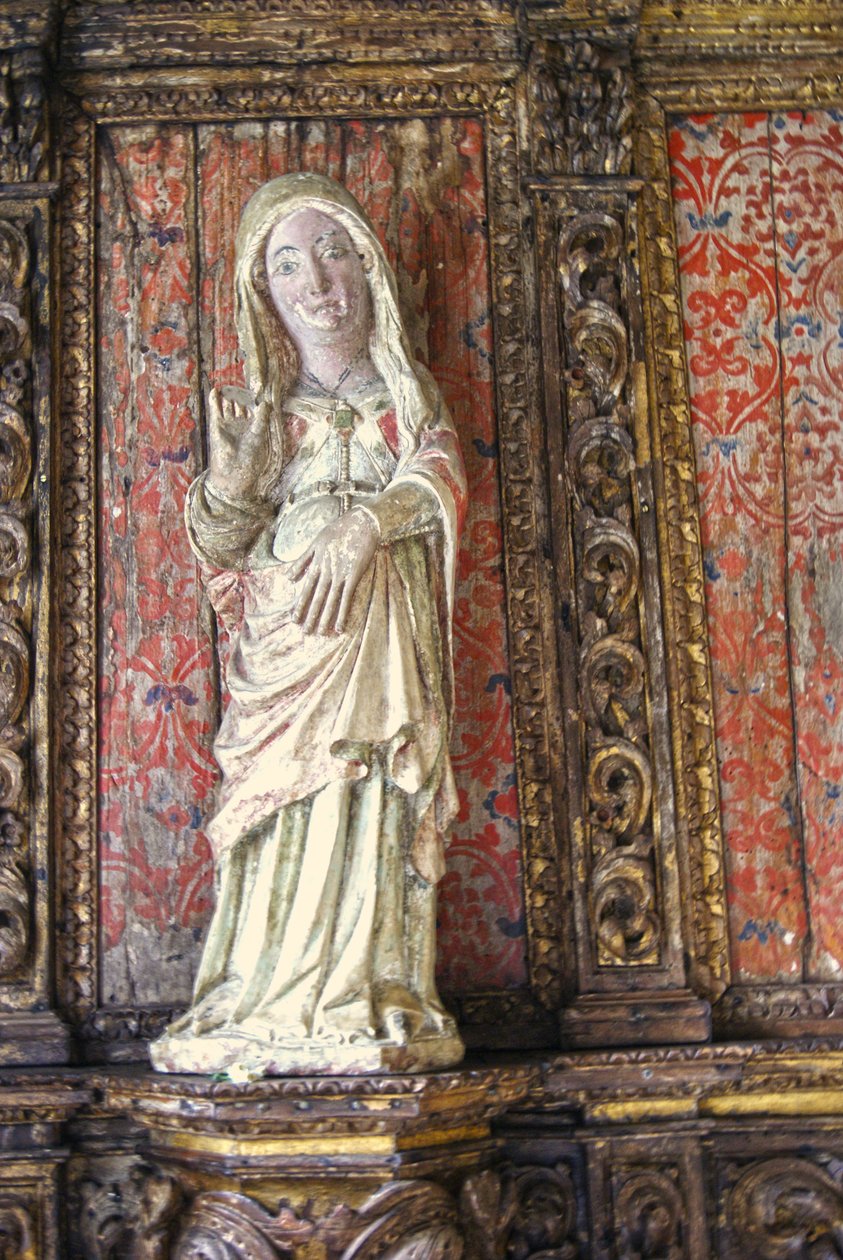 Rzeźbiona figura Matki Boskiej w Ciąży, Lamego, Portugalia ok. 1562 (drewno malowane) autorstwa Portuguese School