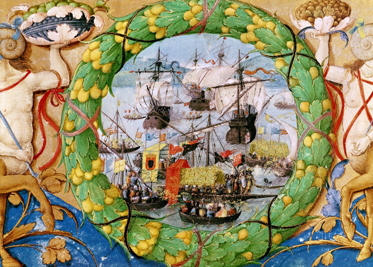 Święto Floty Portugalskiej, ilustracja z Lettura Nova Alema Douro, 1513 autorstwa Portuguese School