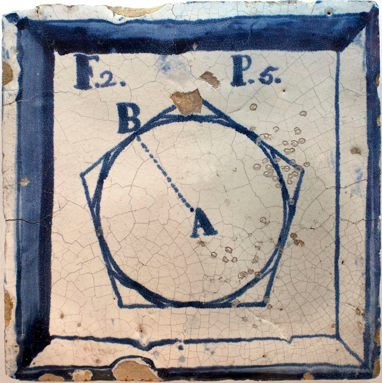 Schemat geometryczny pięciokąta, Ceramika glazurowana cyną, Lizbona II poł. XVIII w. - Musee national des azulejos, Lizbona (Portugalia) autorstwa Portuguese School