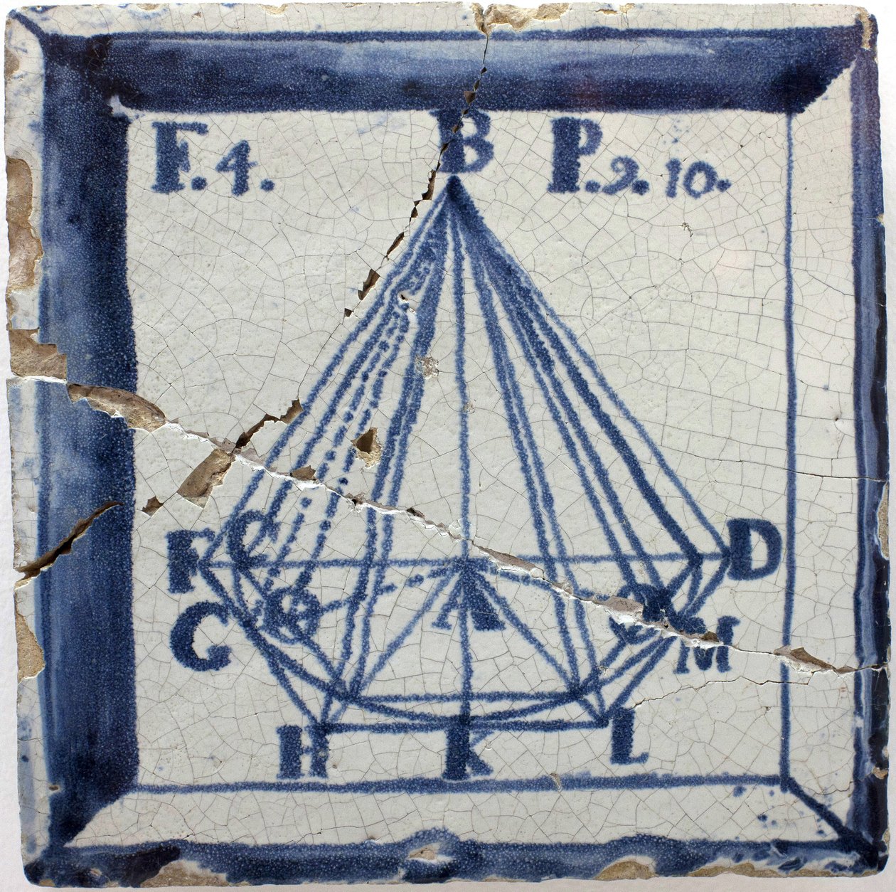 Schemat geometryczny piramidy, Ceramika glazurowana cyną, Lizbona II poł. XVIII w. - Musee national des azulejos, Lizbona (Portugalia) autorstwa Portuguese School