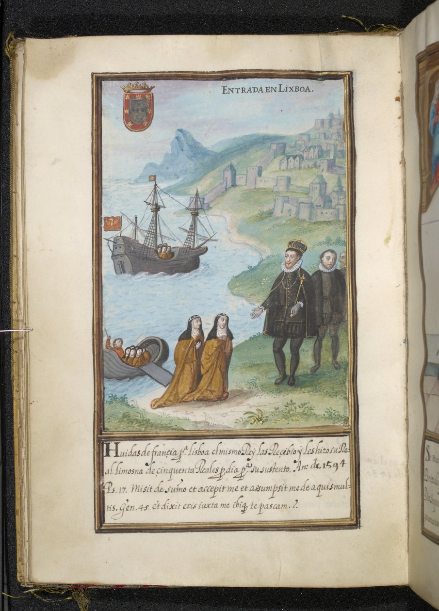 Ilustracja z historii peregrynacji sióstr syjonistycznych, sporządzona w Lizbonie na początku XVII wieku autorstwa Portuguese School