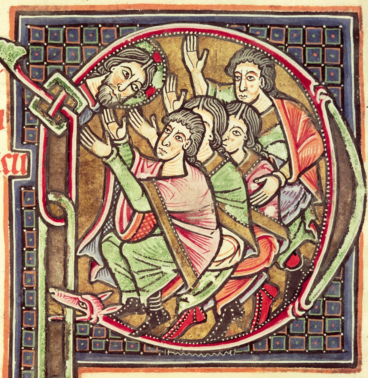 Ms 3088 fol.137r Historyczny inicjał P przedstawiający śmierć Jozuego, z Biblii, XII-XIII w. autorstwa Portuguese School