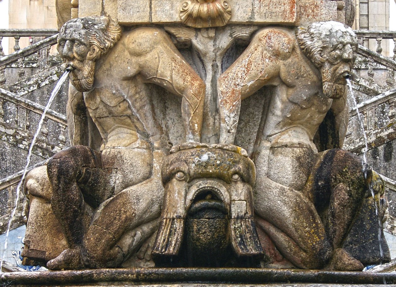 Mityczne Atlanty u podstawy obelisku, Lamego, Portugalia. 1738 (granit) autorstwa Portuguese School