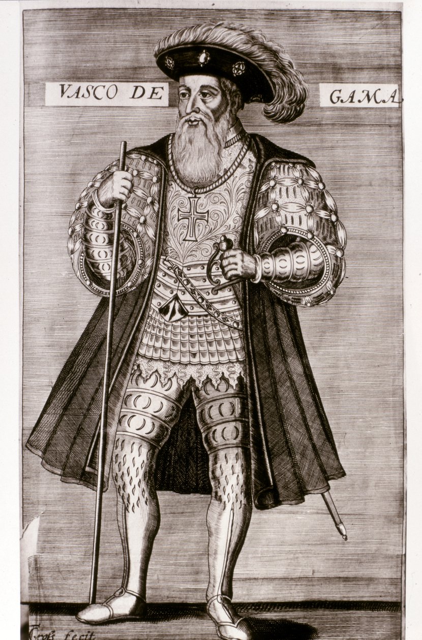 VASCO DA GAMA: Ilustracja z "OS LUSIADAS" Luisa Camoesa, Lizbona 1572. autorstwa Portuguese School