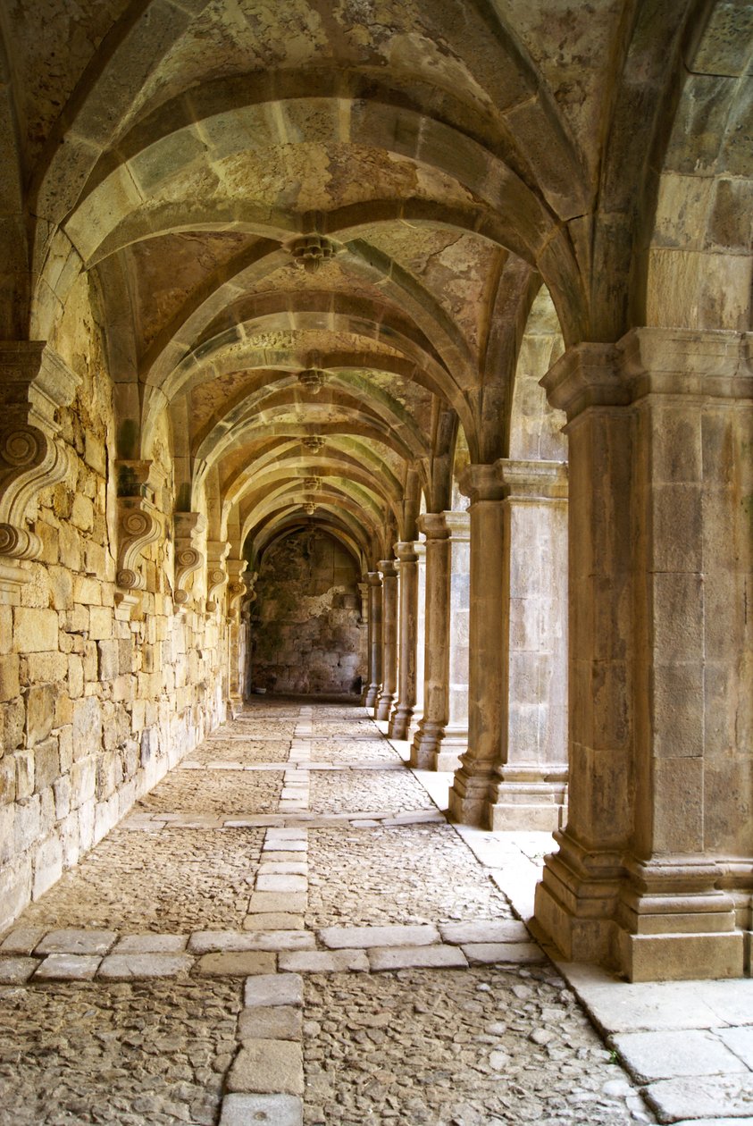 Widok na krużganki, klasztor Santa Maria de Salzedas, Tarouca, Portugalia (kamień) autorstwa Portuguese School