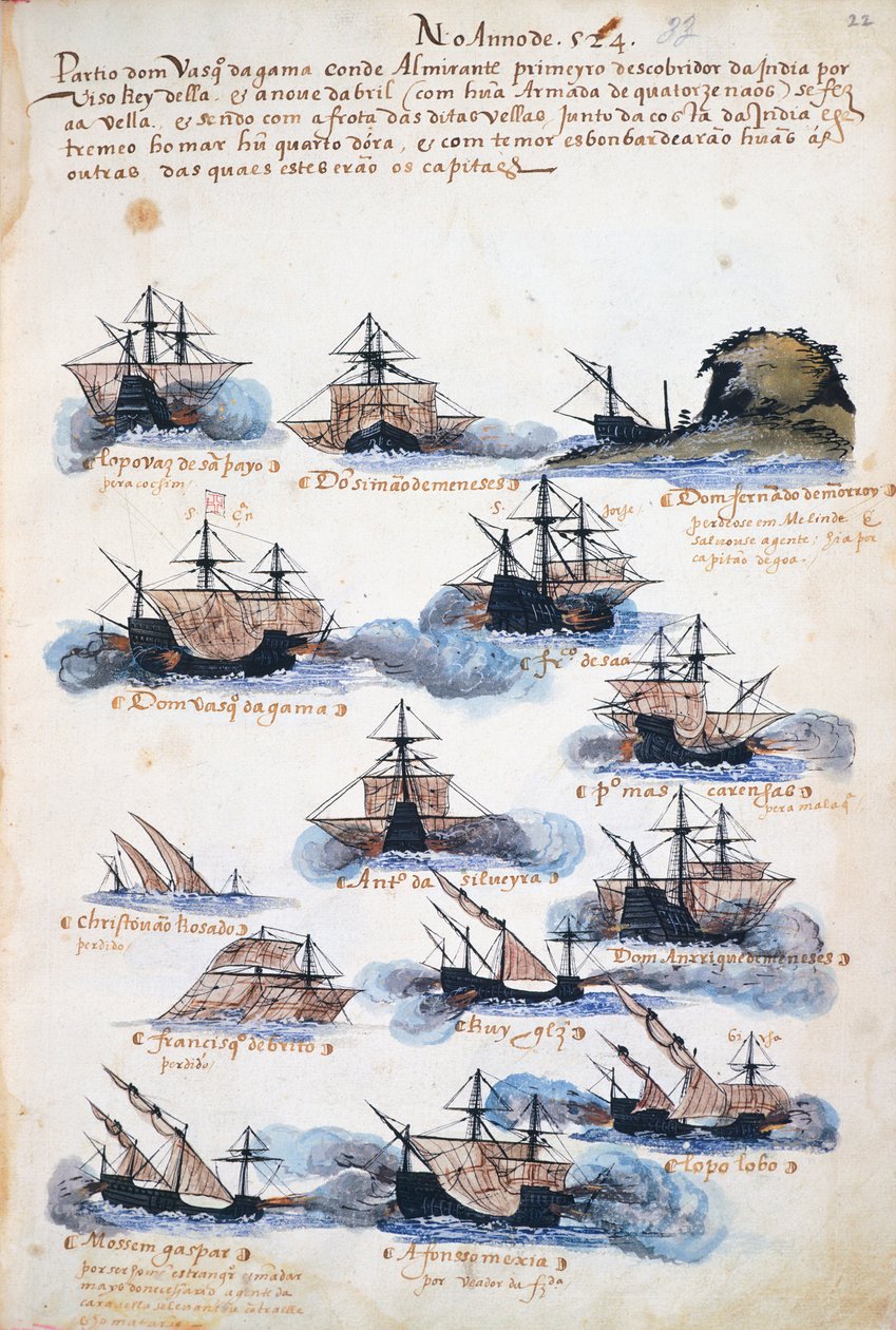 Podróże Vasco da Gamy, ekspedycja portugalska autorstwa Portuguese School