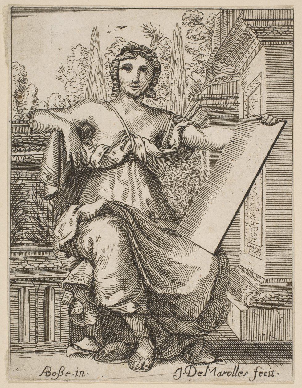 Siedząca kobieta trzymająca tablicę, koniec XVII, połowa XVIII wieku. autorstwa Possibly by Jean Antoine de Maroulles
