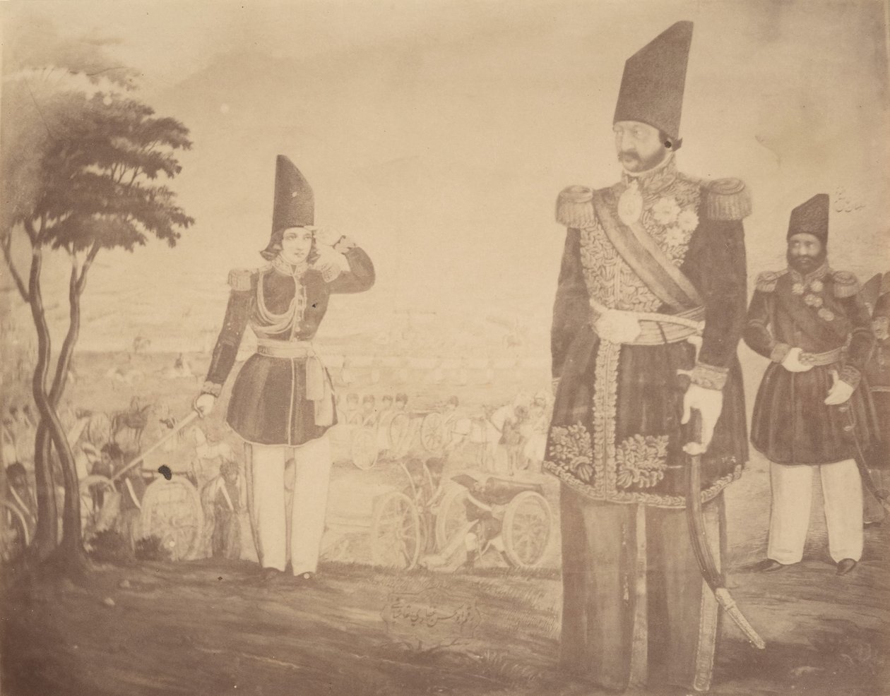 [Rewia perska na obrazie, który kiedyś należał do Ardeshira Mirzy, wuja króla.], lata czterdzieste i sześćdziesiąte XIX wieku. autorstwa Possibly by Luigi Pesce.