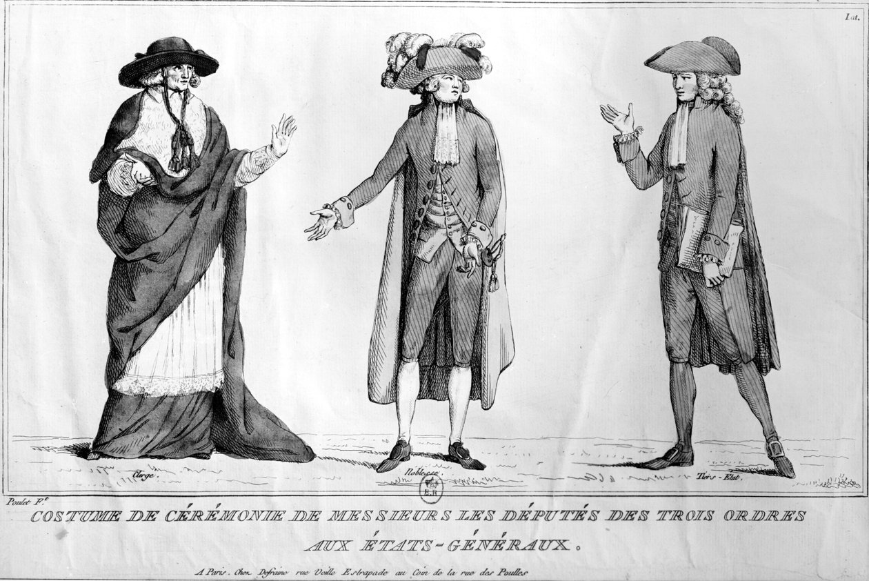 Stroje ceremonialne deputowanych Trois Ordres aux Etats-Generaux, 4 maja 1789 autorstwa Poulet