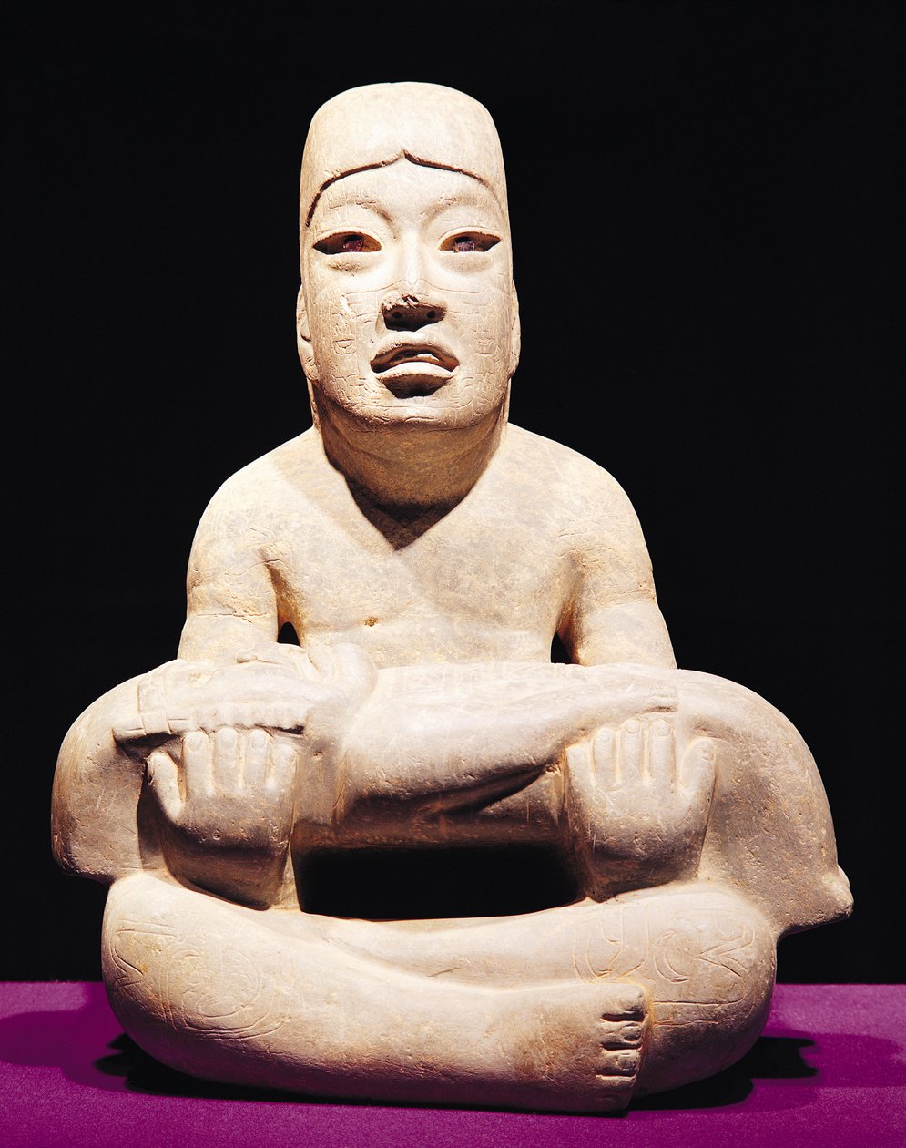 Postać w pozycji skrzyżowanej trzymająca dziecko, Olmec autorstwa Pre Columbian