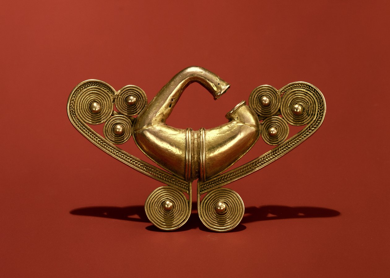 Ozdoba Nosa, Kultura Tairona (złoto) autorstwa Pre Columbian