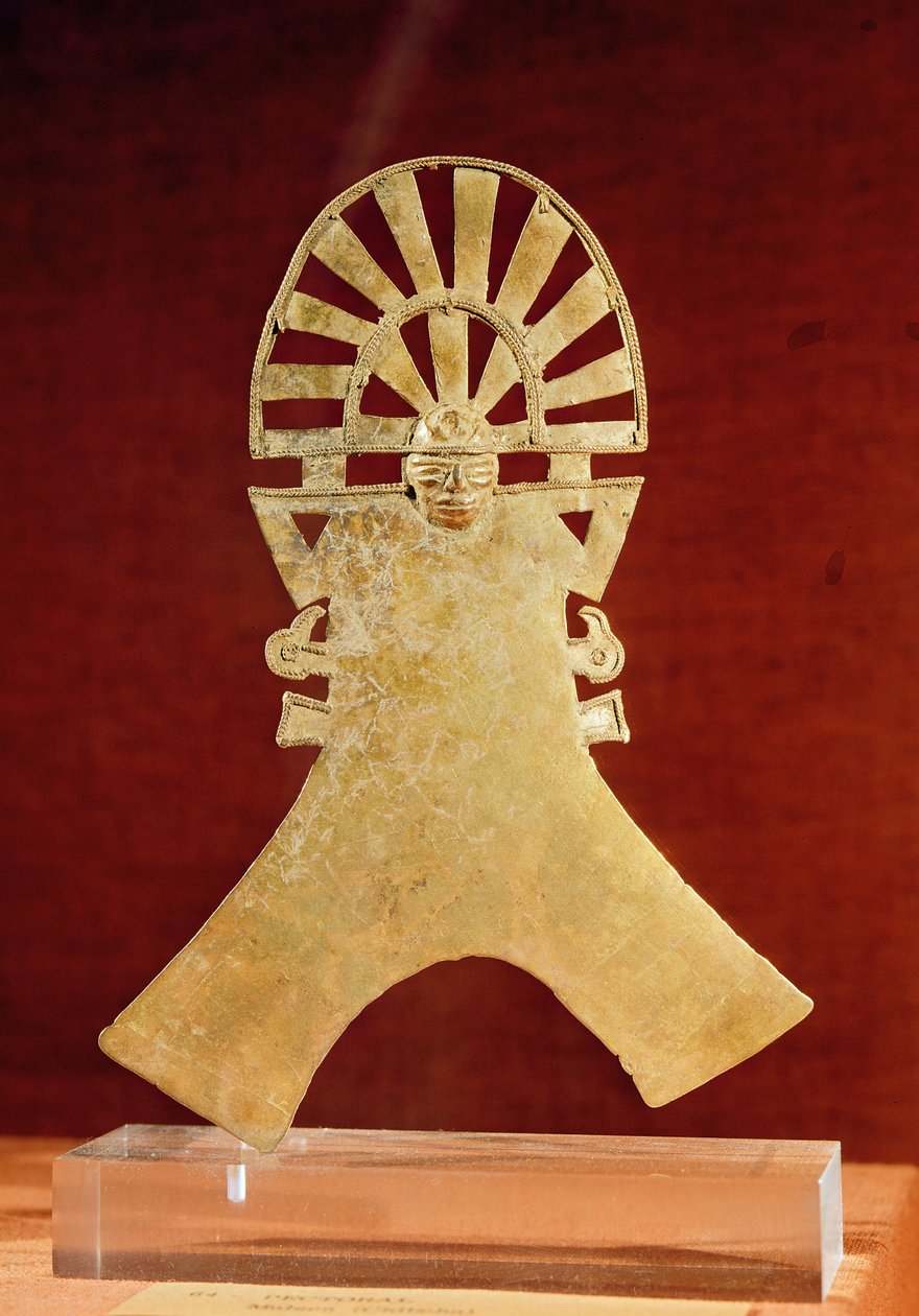 Pectoral, kultura Muisca, 1100-1500 (złoto) autorstwa Pre Columbian