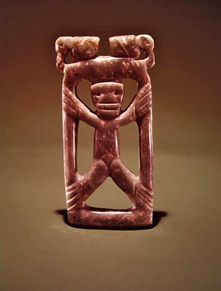 Zawieszka z oprawioną postacią, z Guacimo, okolice Linea Vieja (przezroczysty morski jadeit) autorstwa Pre Columbian Pre Columbian