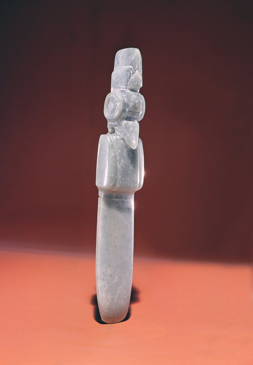 Ptasi celt ze spiczastym wierzchołkiem, z Guacimo, obszar Linea Vieja (przezroczysty niebiesko-zielony jadeit) autorstwa Pre Columbian