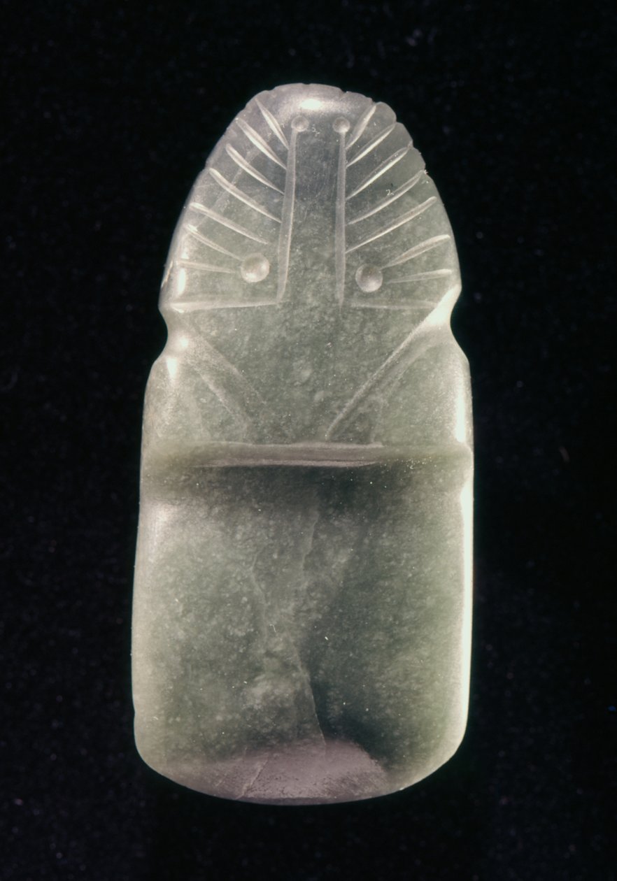 Dwustronny ptak celtowy, z Guacimo, obszar Linea Vieja (zielony jadeit) autorstwa Pre Columbian Pre Columbian