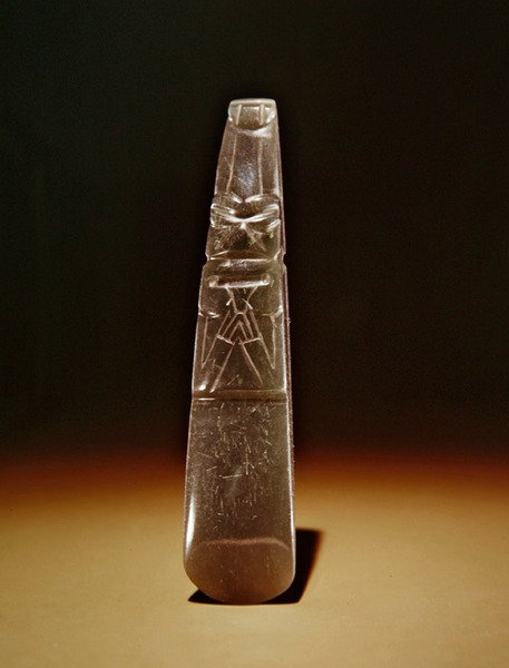 Celt olmekoidalny, z Guacimo, obszar Linea Vieja (przezroczysty morski jadeit zielony) autorstwa Pre Columbian Pre Columbian