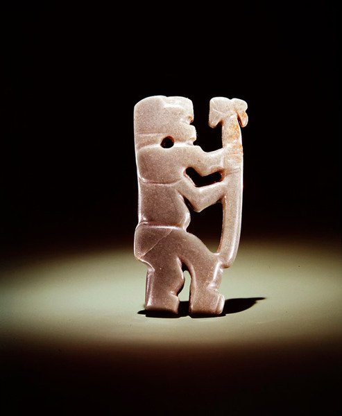 Wisiorek na laska, z Guacimo, okolice Linea Vieja (półprzezroczysty jasnozielony jadeit) autorstwa Pre Columbian Pre Columbian
