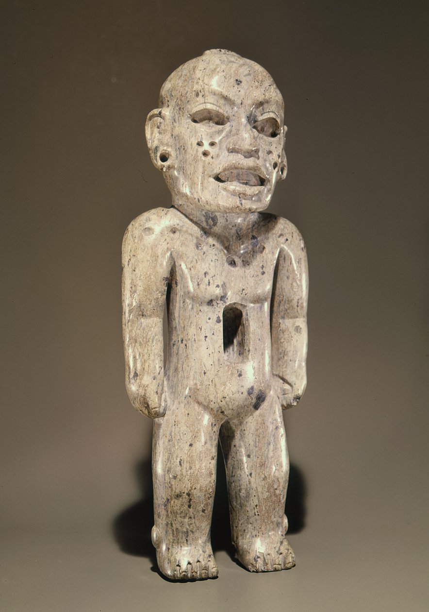 Statuetka przedstawiająca stojącą postać ludzką, styl Teotihuacan, z Puebla w Meksyku (nefryt) autorstwa Pre Columbian Pre Columbian