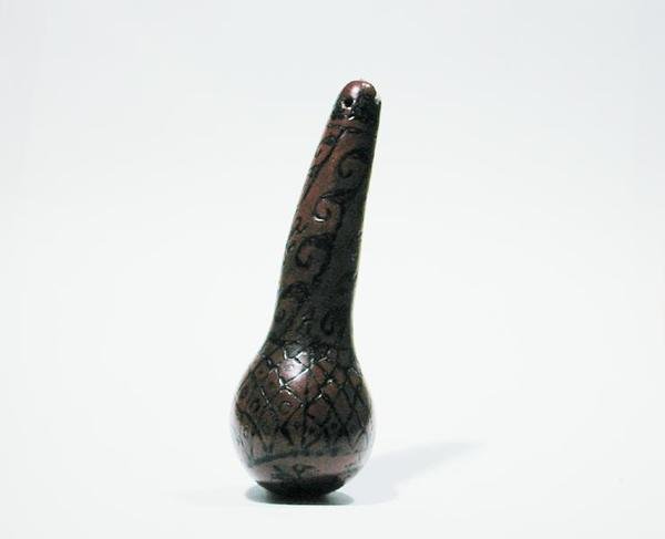 Pojemnik na kakao z wypaloną dekoracją, Chancay (tykwa) (zob. także 176081) autorstwa Pre Columbian Pre Columbian