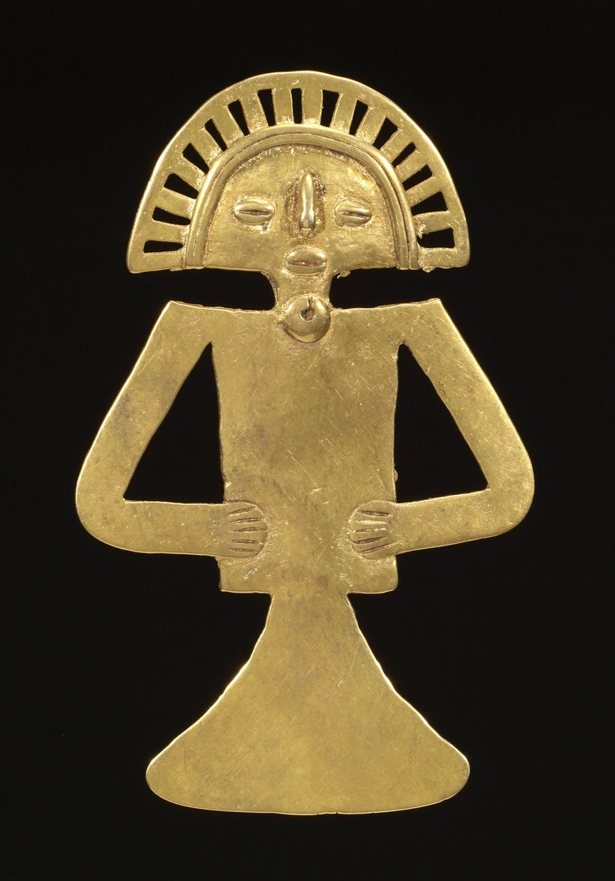 Wisiorek figuralny, ok. 700-1000 (złoty) autorstwa Pre Columbian Pre Columbian