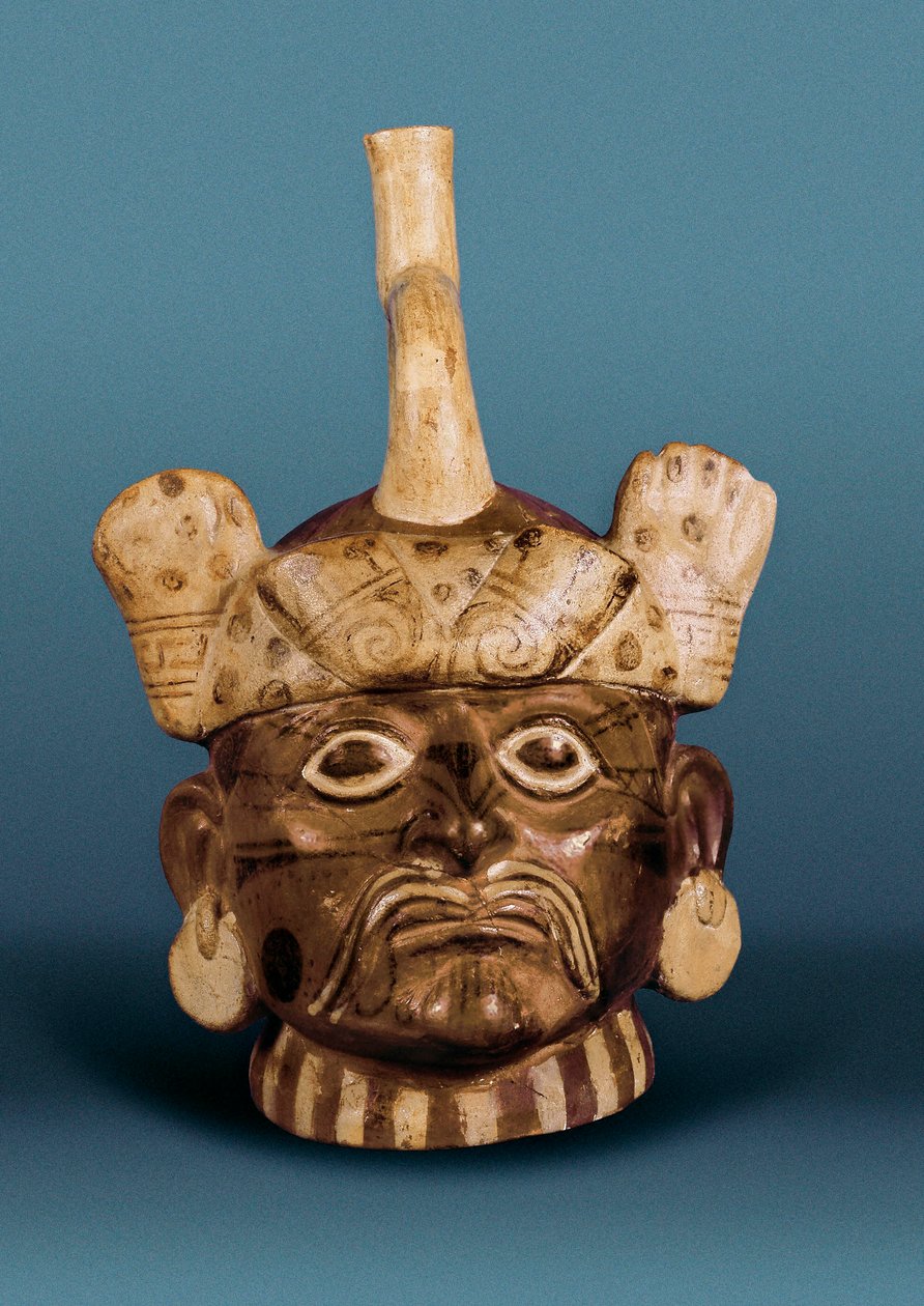 Cywilizacja prekolumbijska: ceramiczny wazon z portretem, z Peru autorstwa Pre Columbian Pre Columbian