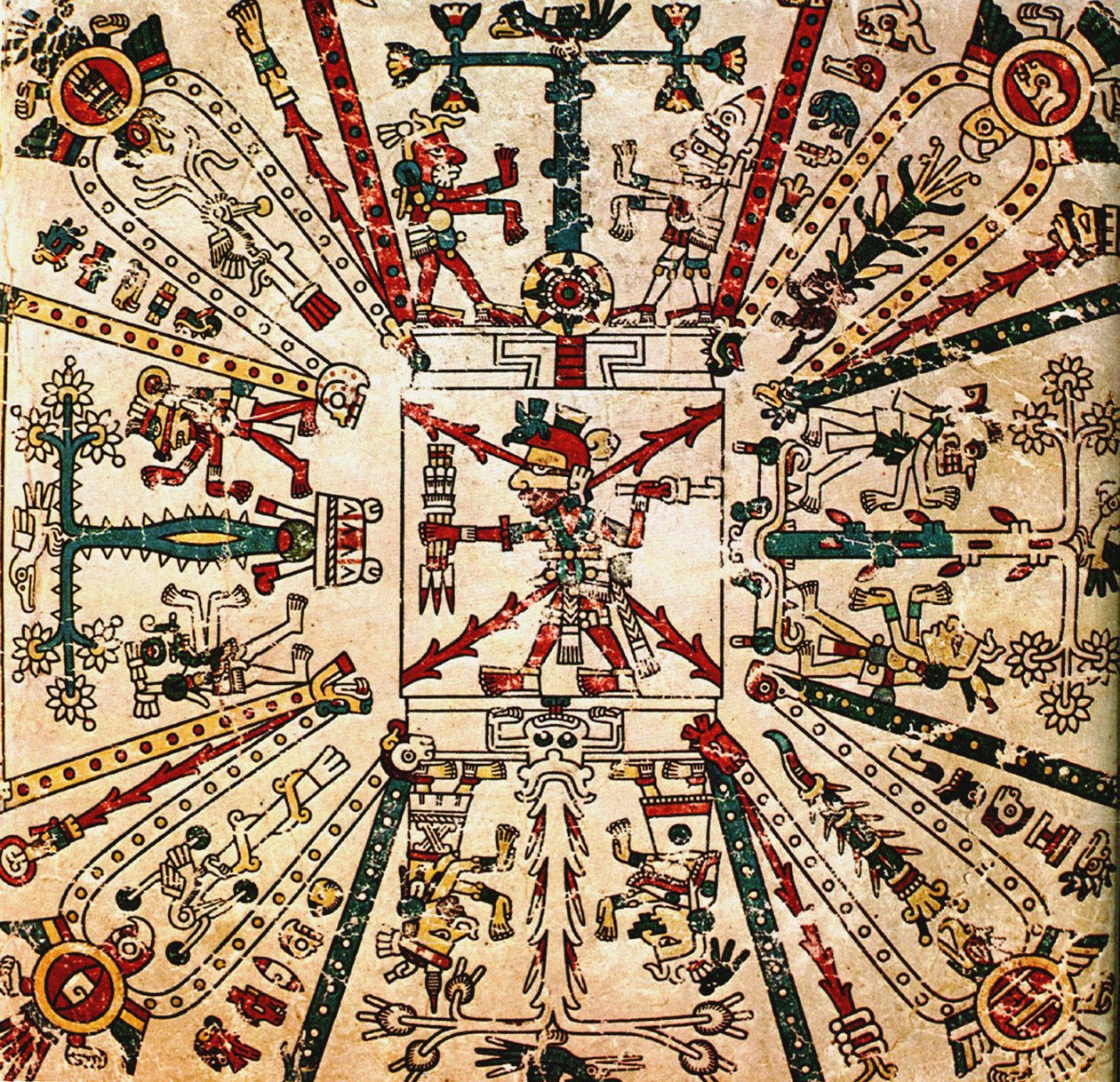 Aztecki bóg Xiuhtecuhtli. Kodeks Fejérváry-Mayera, XV wiek autorstwa Pre Columbian art