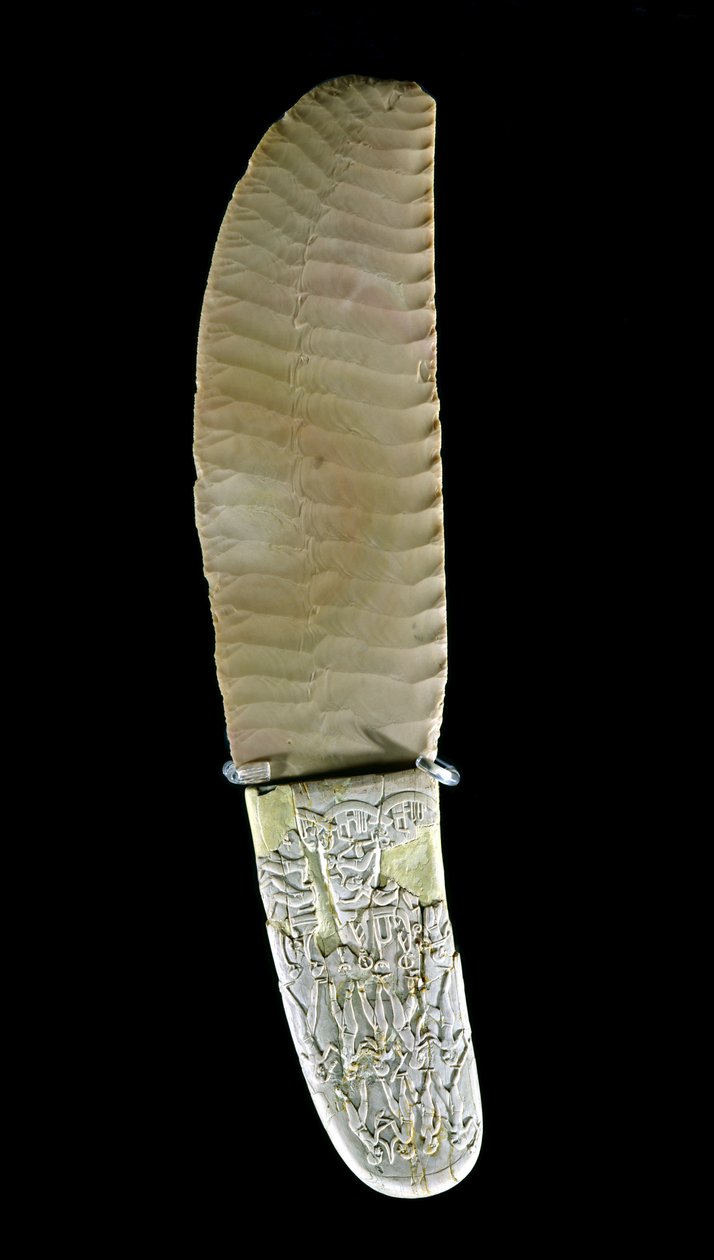 Nóż ze scenami batalistycznymi, z Gebel el-Arak, okres Nagady II, ok. 3500-3100 (krzemień i kość słoniowa hipopotama) autorstwa Predynastic Period Egyptian