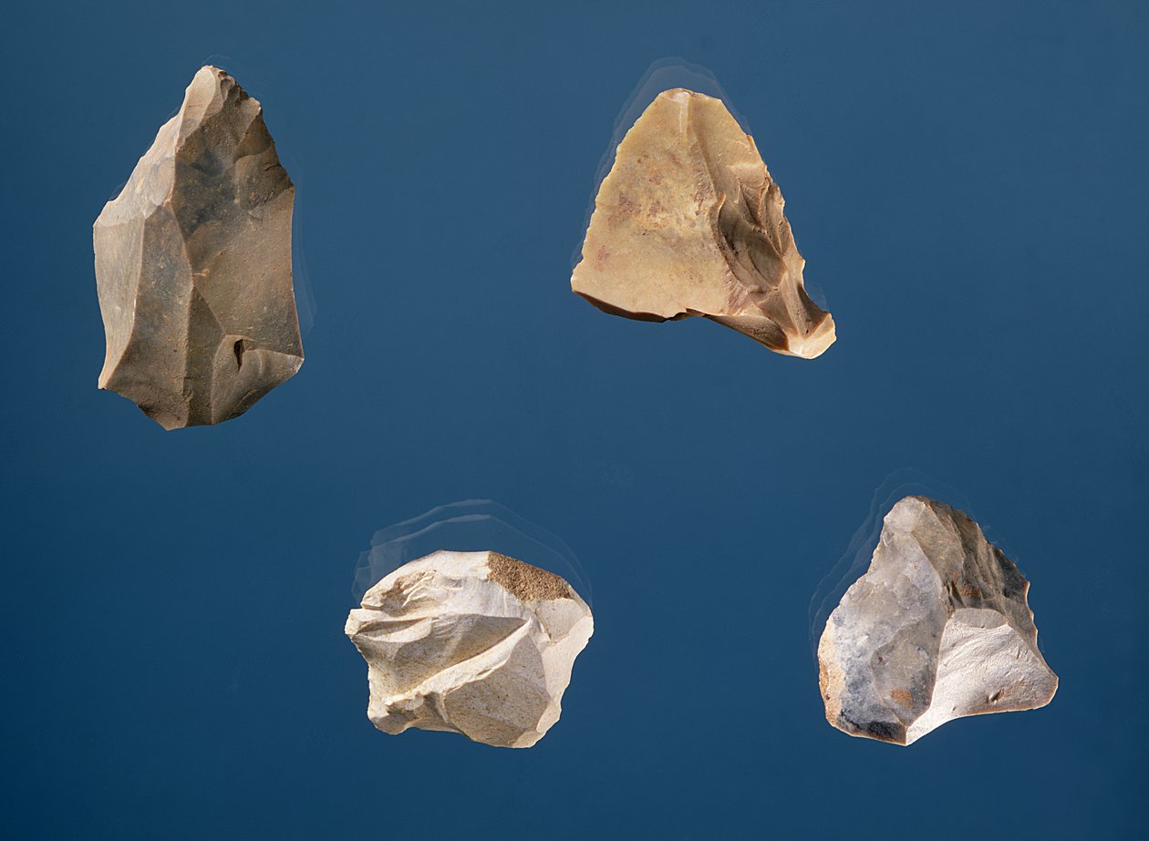Cztery narzędzia, 35000-10000 pne (kamień) autorstwa Prehistoric