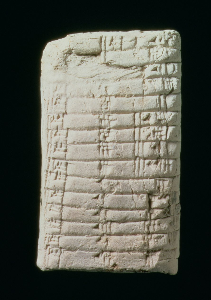 Prehistoryczna tabliczka z tabliczką mnożenia (gips) autorstwa Prehistoric