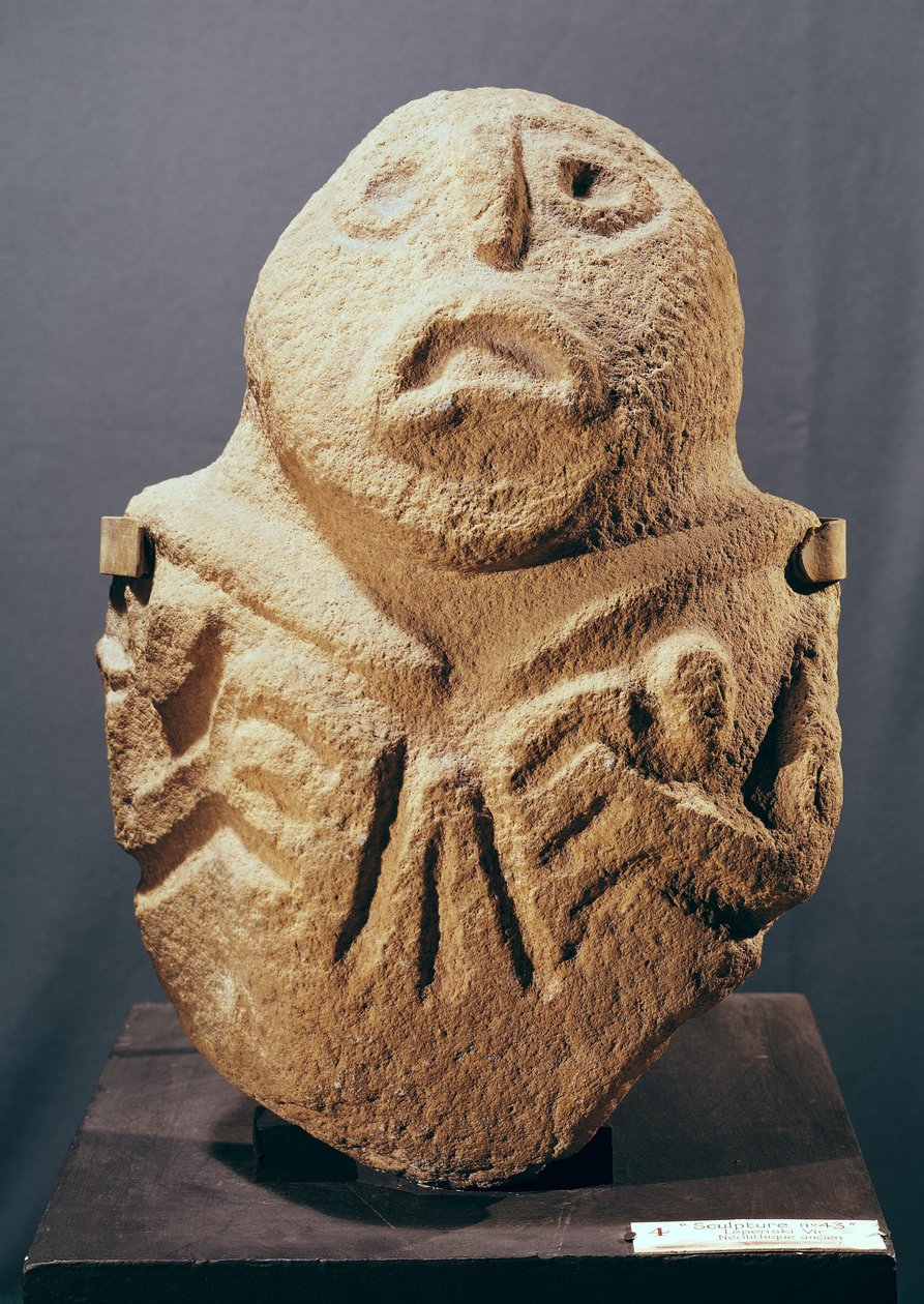 Rzeźba nr 43, z Lepenski Vir, Jugosławia, ok. 6000 pne (piaskowiec) autorstwa Prehistoric