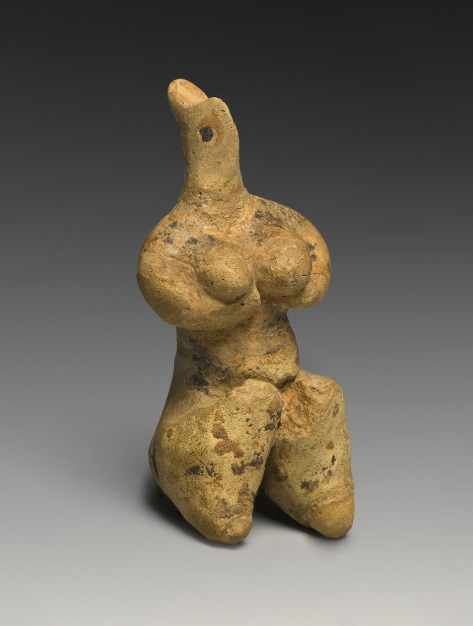 Figurka kobieca, koniec piątego tysiąclecia (glina i pigment) autorstwa Prehistoric