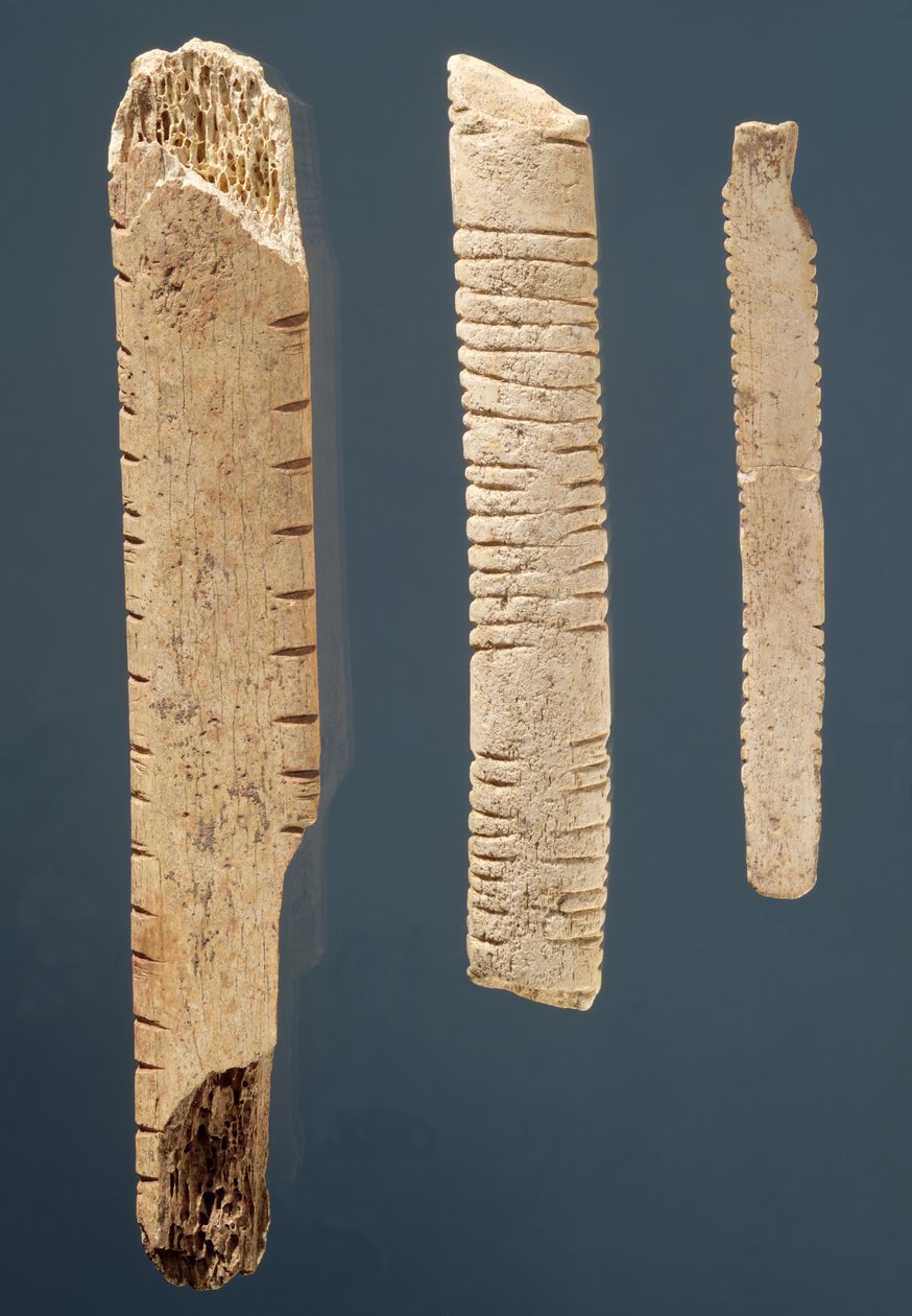 Trzy zdobione kości (kość) autorstwa Prehistoric
