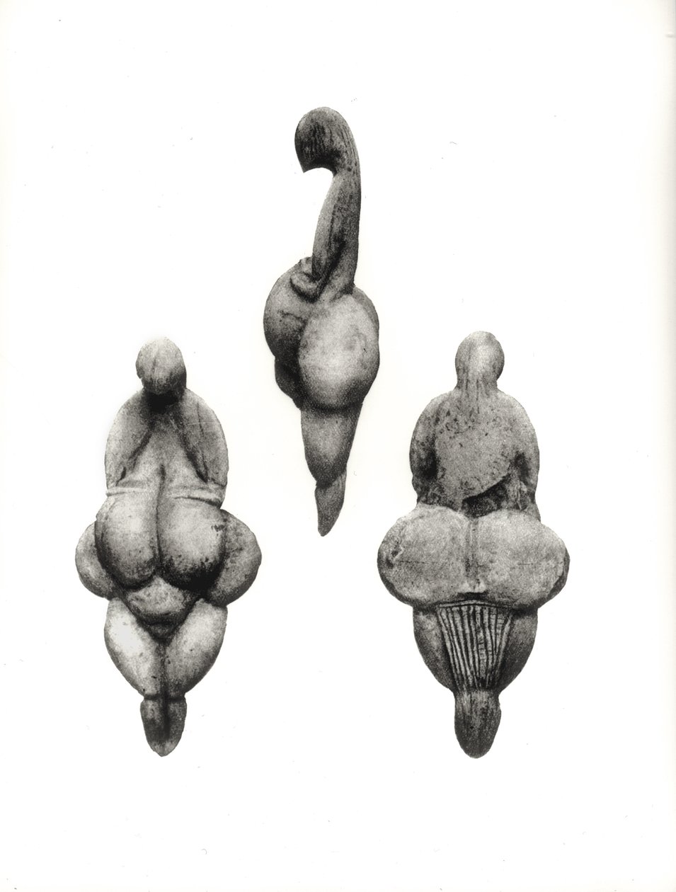 Trzy widoki na statuetkę "Wenus" z jaskini Rideaux, Lespugue, Haute-Garonne autorstwa Prehistoric
