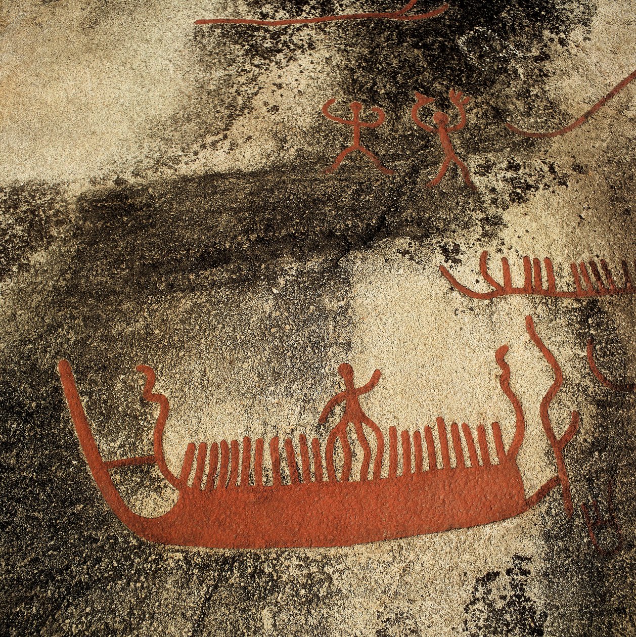 Figury na łodzi, ok. 1000 pne (malarstwo naskalne) autorstwa Prehistoric Prehistoric
