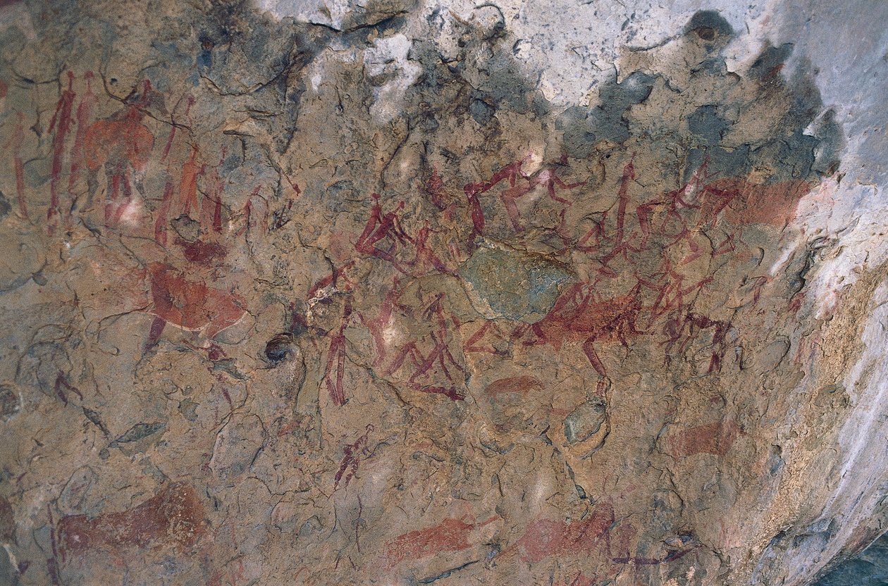 Postacie ludzkie i zwierzęce (malarstwo jaskiniowe) autorstwa Prehistoric Prehistoric