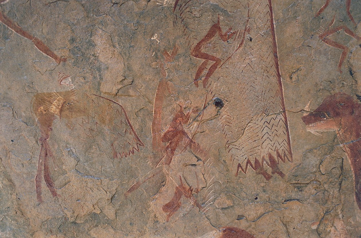 Postacie ludzkie i zwierzęce (malarstwo jaskiniowe) autorstwa Prehistoric Prehistoric