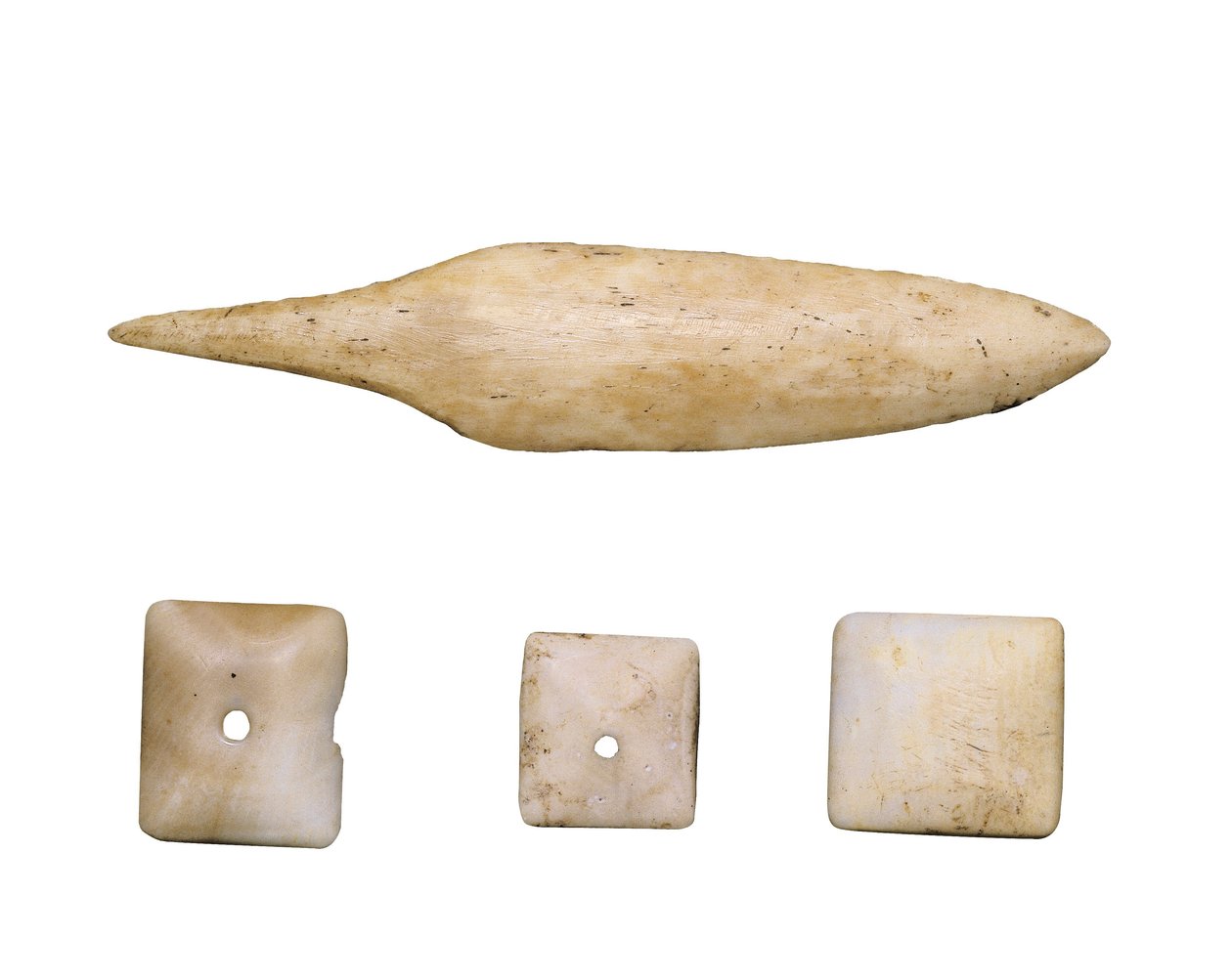 Prehistoire (Neolitique): Końcówki strzałek i przyciski kości. Z Jaskini Toralla (Lleida) autorstwa Prehistoric Prehistoric