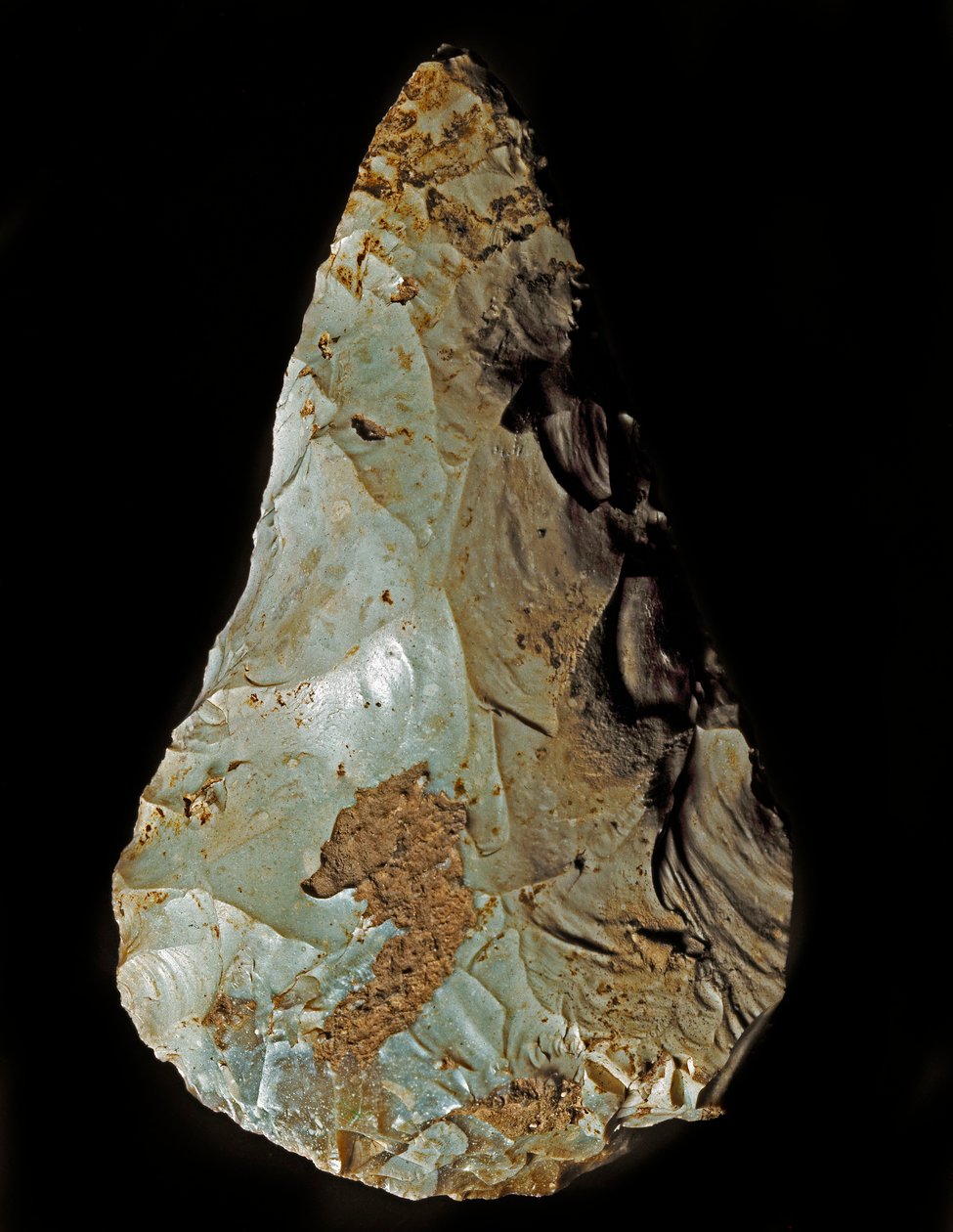 Prehistoria: Biface manufaktury litycznej typu mikokijskiego. Dolny paleolit. Verone, Museo Civico di Storia Naturale, Włochy autorstwa Prehistoric Prehistoric
