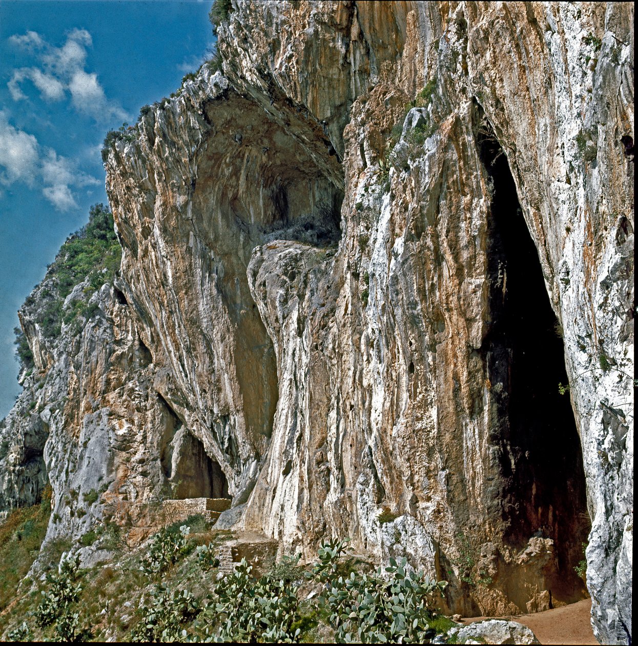 Prehistoria: Jaskinie Balzi Rossi w wiosce Grimaldi w gminie Ventimiglia (Ventimiglia), Włochy, zamieszkane przez człowieka w okresie paleolitu autorstwa Prehistoric Prehistoric